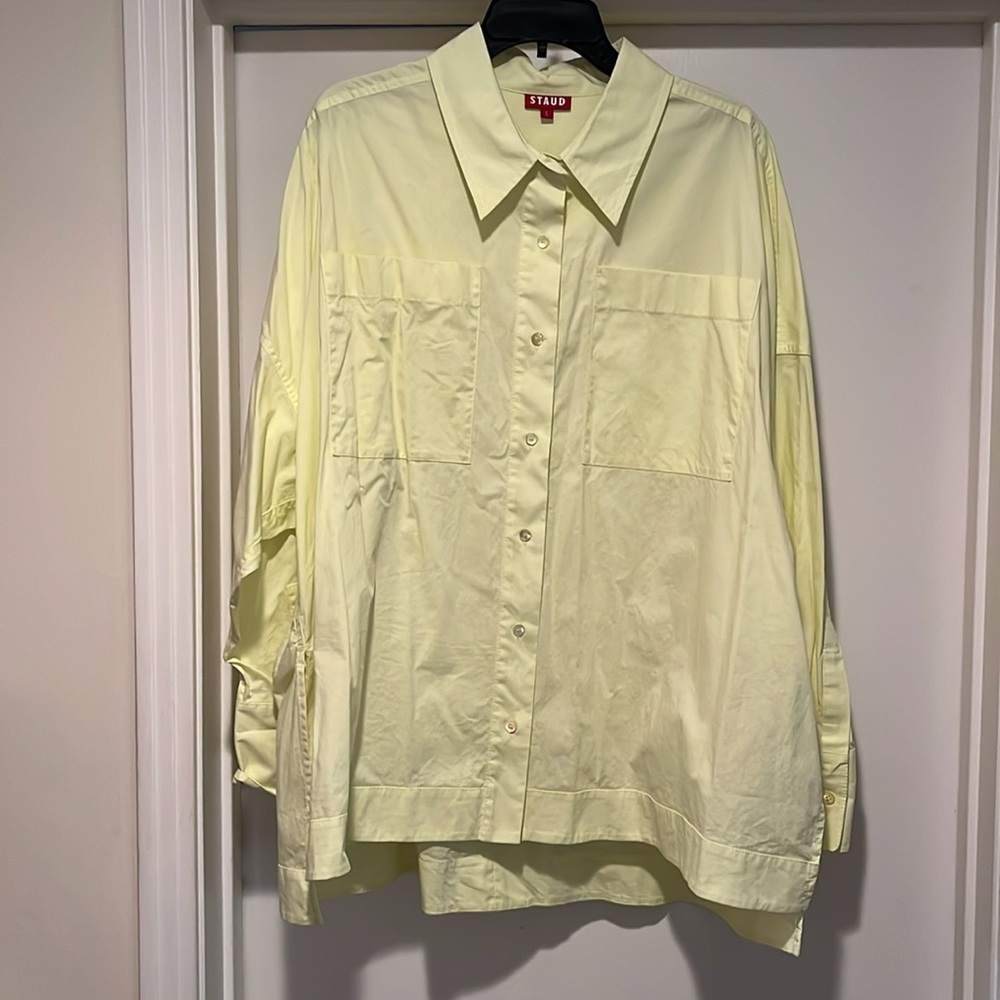 STAUD lemon yellow oversized hi low hem blouse.  DARLING!! Cotton spandex.